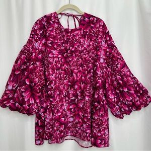 Kika Vargas for Target pink floral puff sleeves blouse